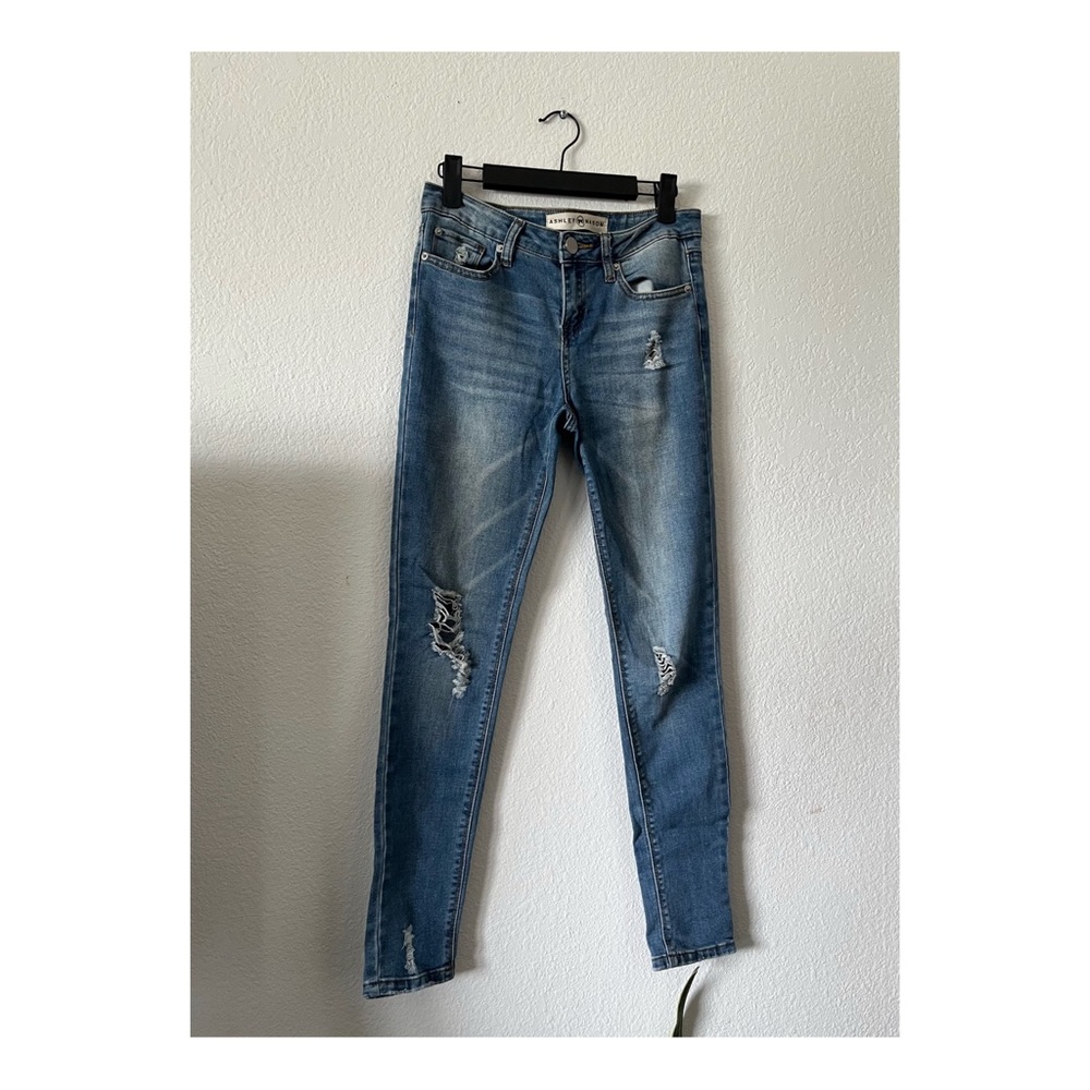 Ashley Mason Blue Skinny Jeans Distressed